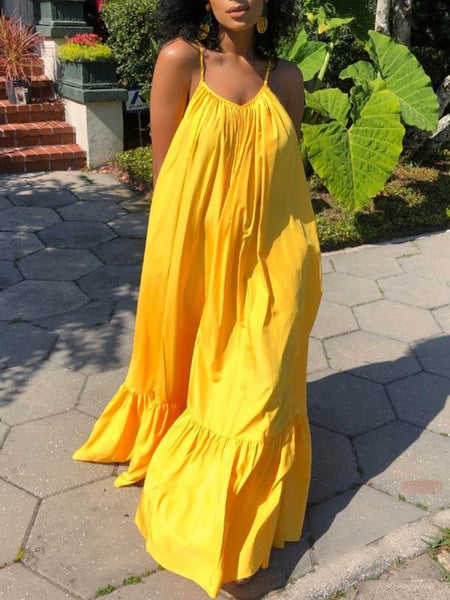 Morchique Cami Ruffle Maxi Dress