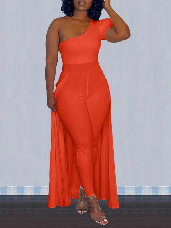 Morchique Solid One-Shoulder Jumpsuit