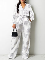 Printed Shirt & Wide-Leg Pants Set