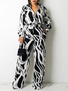 Printed Shirt & Wide-Leg Pants Set