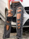 Fringe Combo Cutout Jeans
