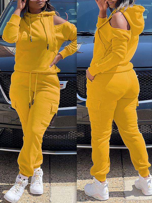 Cold-Shoulder Hoodie & Pants Set