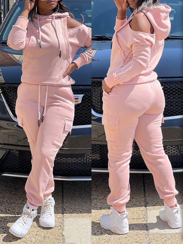 Cold-Shoulder Hoodie & Pants Set