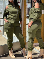 Cold-Shoulder Hoodie & Pants Set