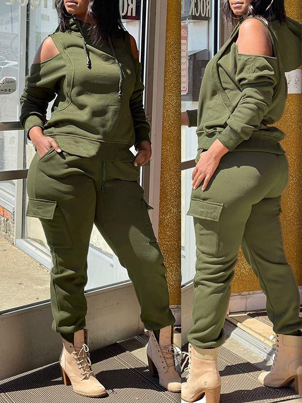 Cold-Shoulder Hoodie & Pants Set