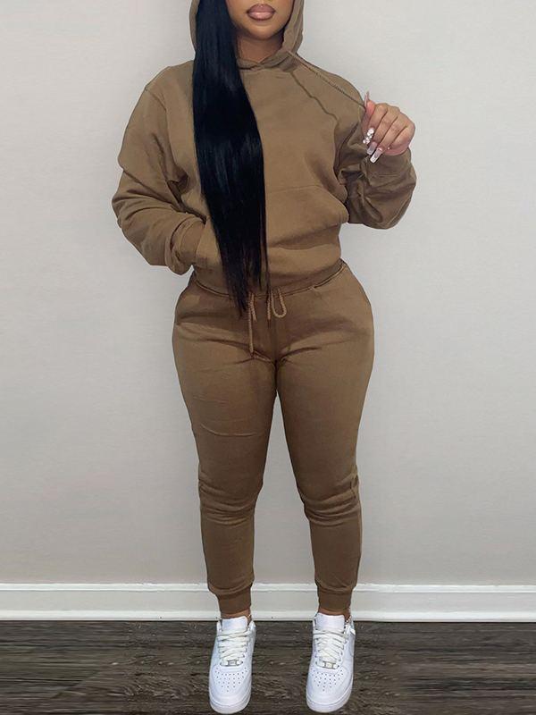 Morchique Solid Hoodie & Pants Set