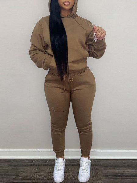 Morchique Solid Hoodie & Pants Set