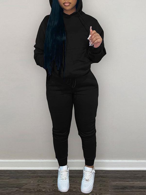Morchique Solid Hoodie & Pants Set