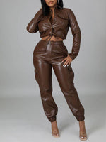 Morchique Faux-Leather Jacket & Jogger Pants Set