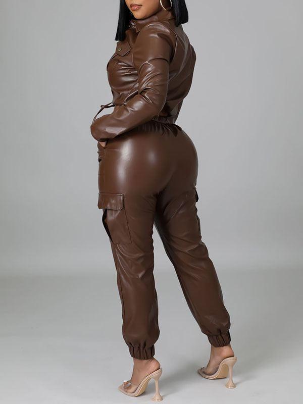 Morchique Faux-Leather Jacket & Jogger Pants Set
