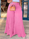 Solid Pleated Wide-Leg Pants