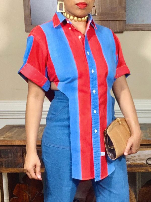 Denim Combo Slit Shirt