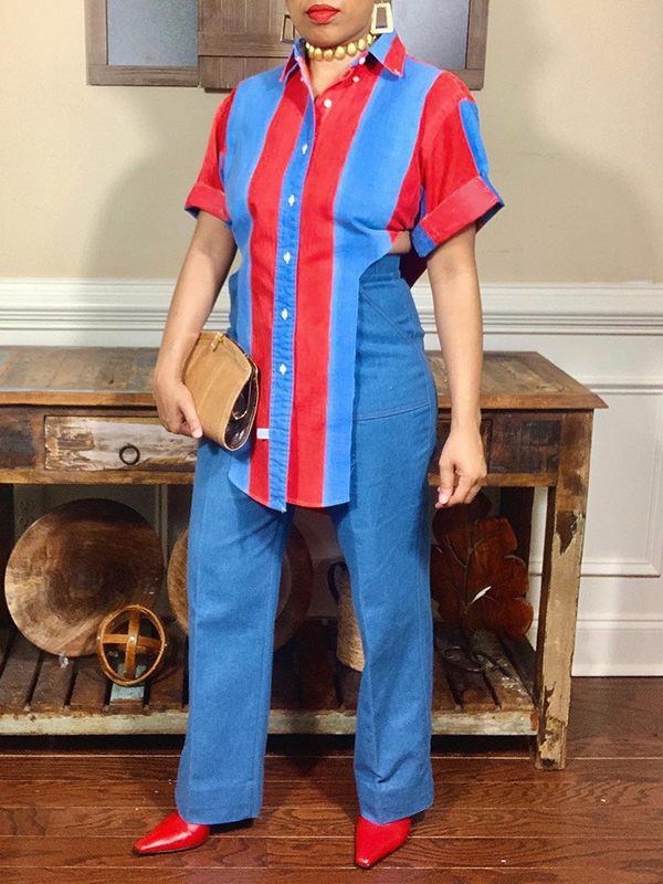 Denim Combo Slit Shirt