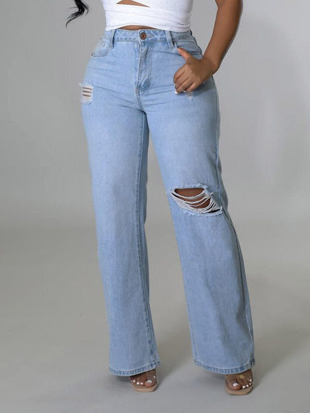 Ripped Straight Jeans