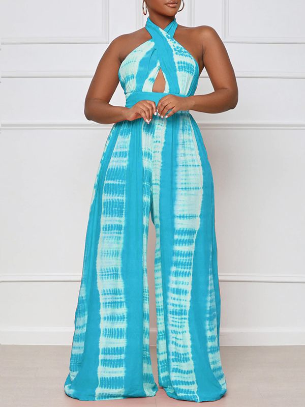 Morchique Printed Halter Wide-Leg Jumpsuit