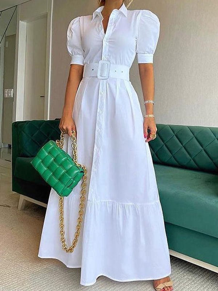 Morchique Puff-Sleeve Shirt Dress