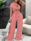 Stripe V-Neck Top & Pants Set