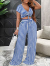 Stripe V-Neck Top & Pants Set
