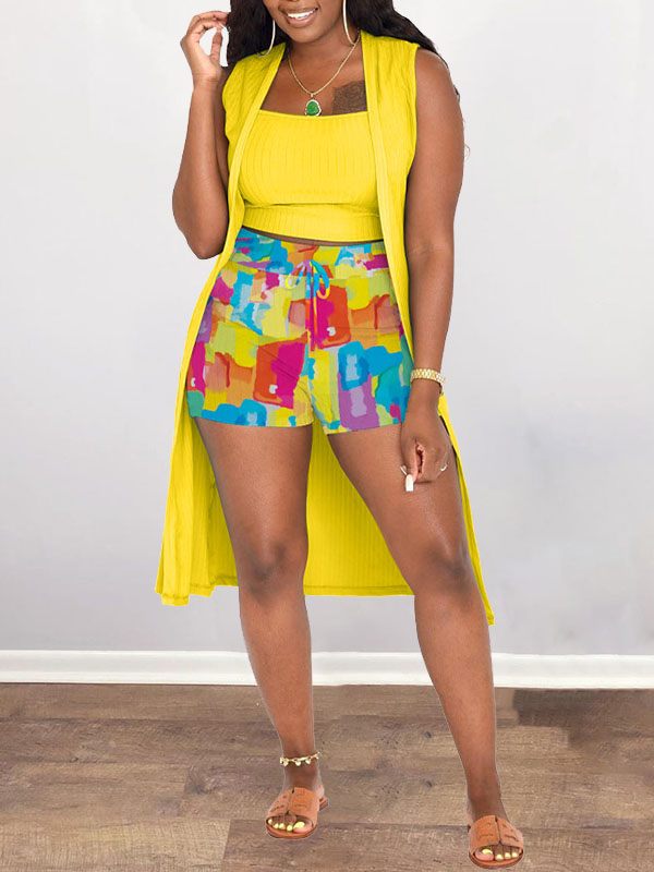 Printed Shorts 3PC Set
