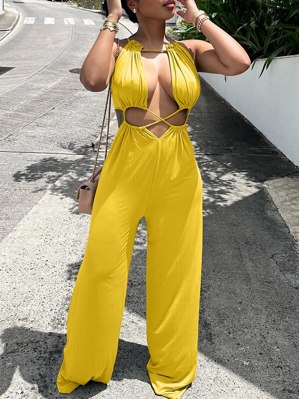 Morchique Lace-Up Wide-Leg Jumpsuit