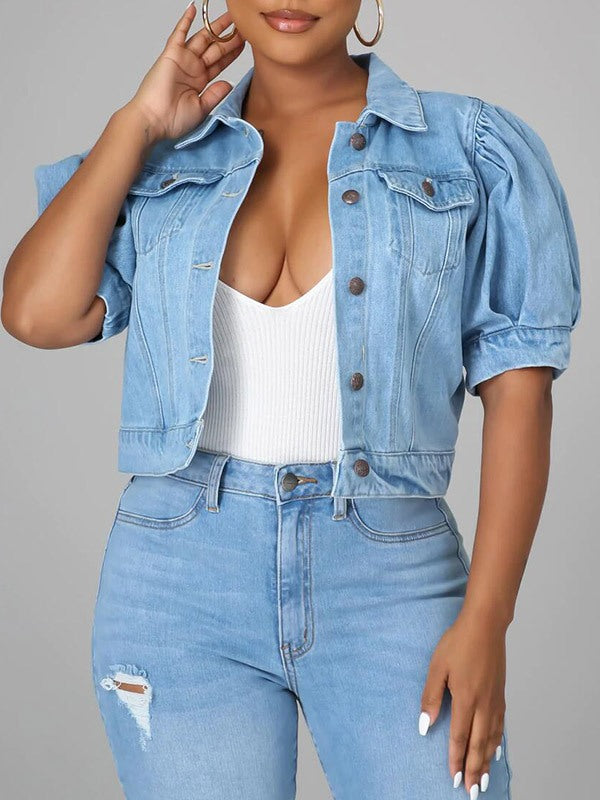 Morchique Puff Sleeve Denim Jacket