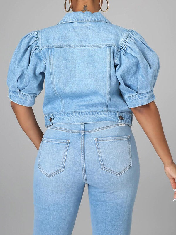 Morchique Puff Sleeve Denim Jacket