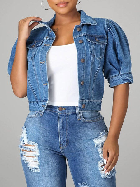 Morchique Puff Sleeve Denim Jacket