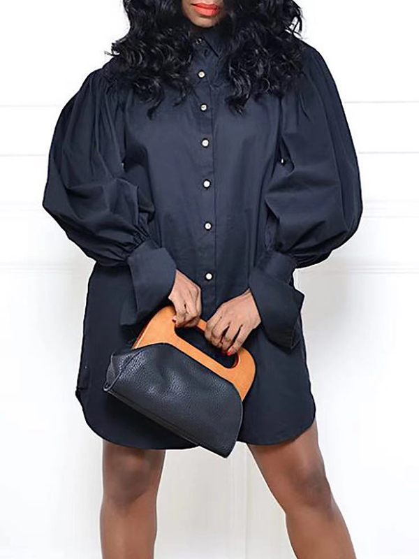 Morchique Puff Sleeve Shirt Dress