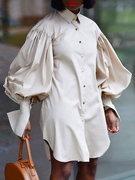 Morchique Puff Sleeve Shirt Dress