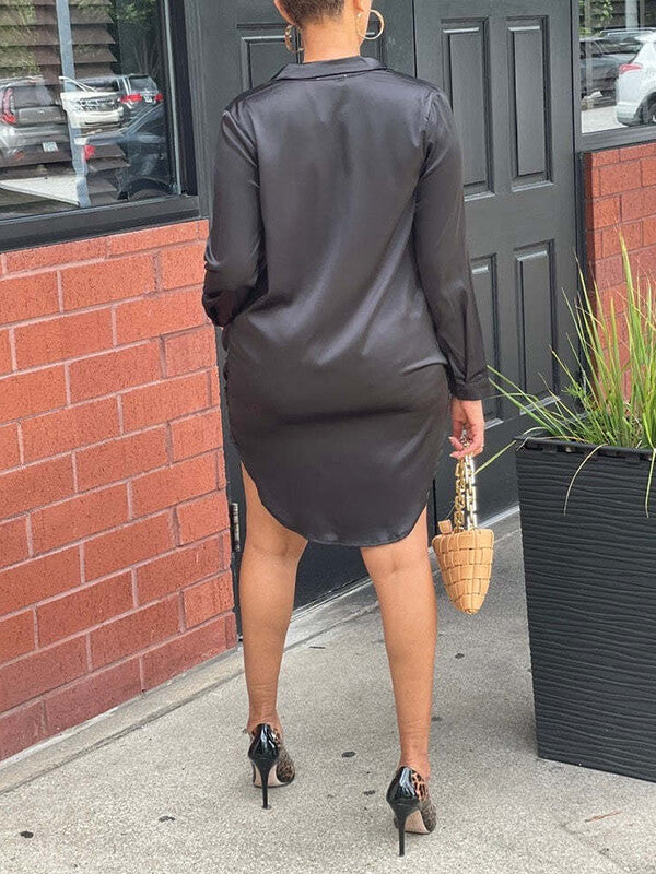 Morchique Solid Draped Shirt Dress