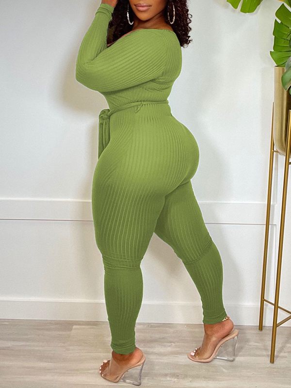 Morchique Solid Tied Ribbed Jumpsuit