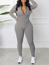 Zip-Front Ribbed Jumpsuit