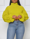 Puff-Sleeve Turtleneck Sweater