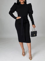 Morchique Puff-Sleeve Tied Dress
