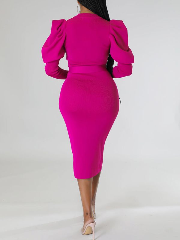 Morchique Puff-Sleeve Tied Dress