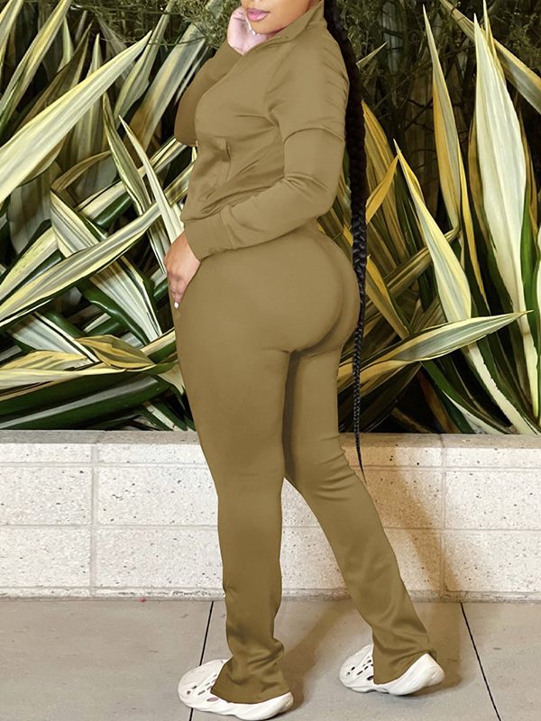 Morchique Zip-Front Jacket & Slit Pants Set