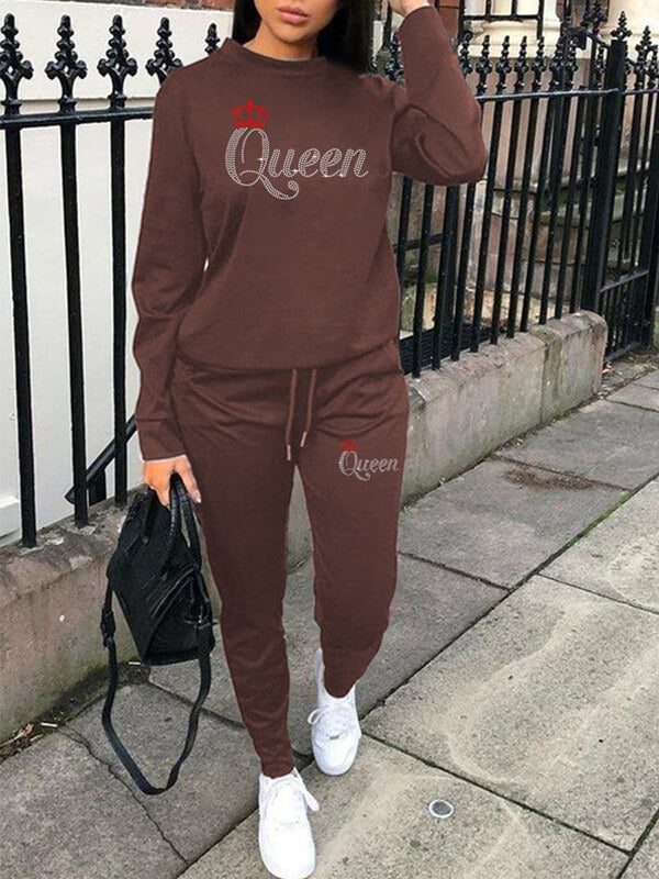 Queen Studded Sweatshirt & Pants Set