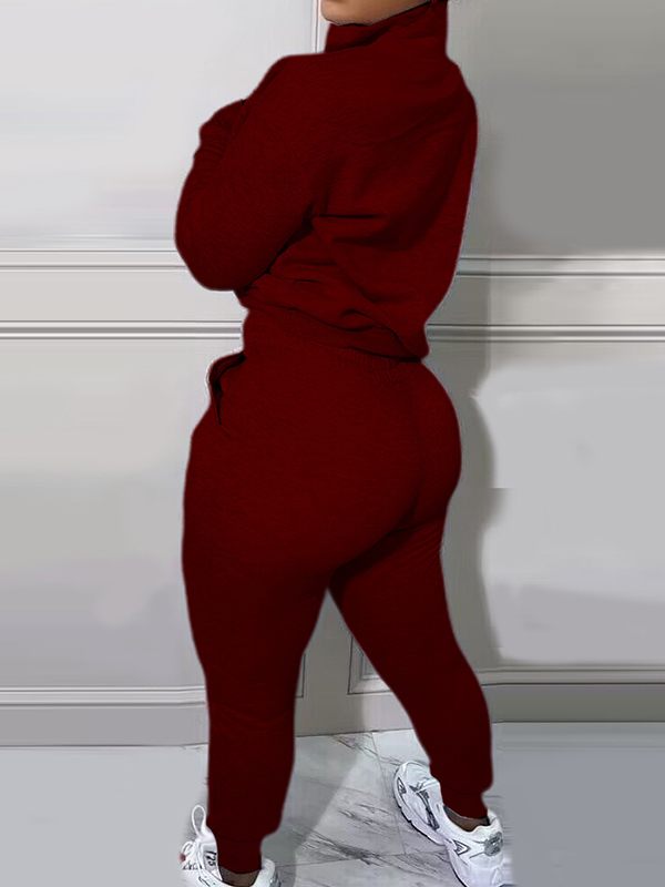 Morchique Letter Quarter-zip Sweatshirt Set