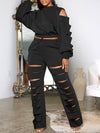 Ripped Sweatshirt & Pants Set