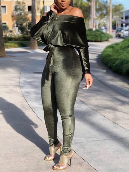 Morchique Velvet Boat-Neck Tied Jumpsuit