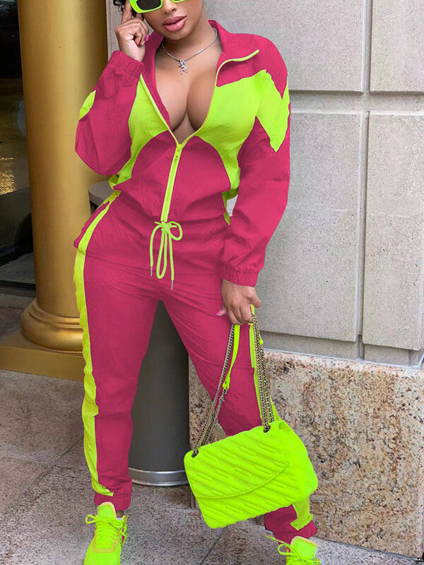 Morchique Colorblock Jacket & Side-Stripe Pants Set