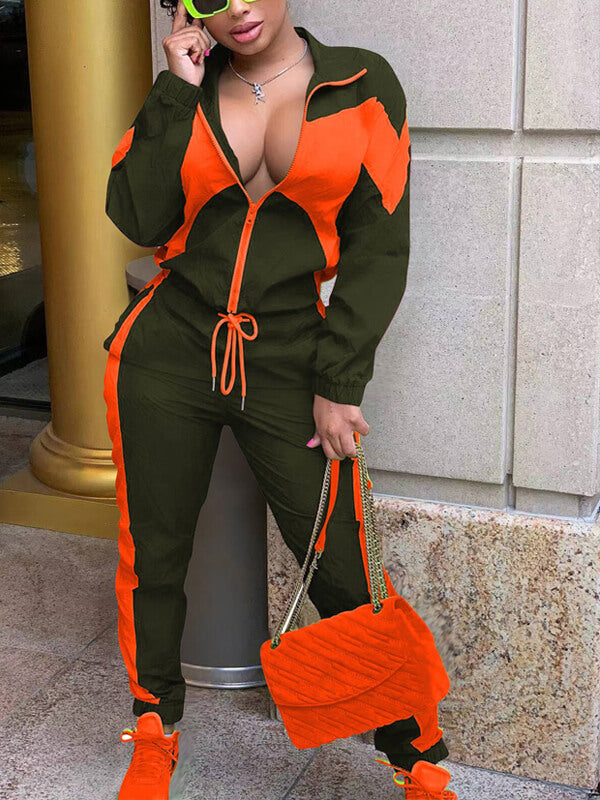 Morchique Colorblock Jacket & Side-Stripe Pants Set