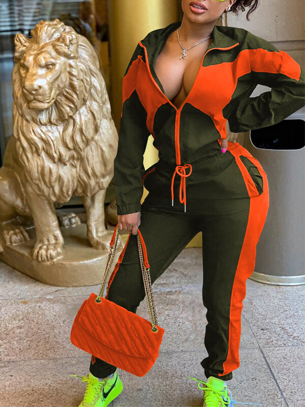 Morchique Colorblock Jacket & Side-Stripe Pants Set