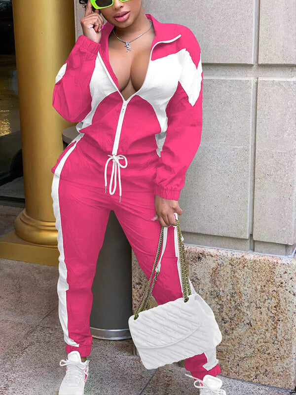 Morchique Colorblock Jacket & Side-Stripe Pants Set