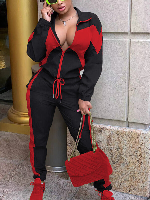 Morchique Colorblock Jacket & Side-Stripe Pants Set