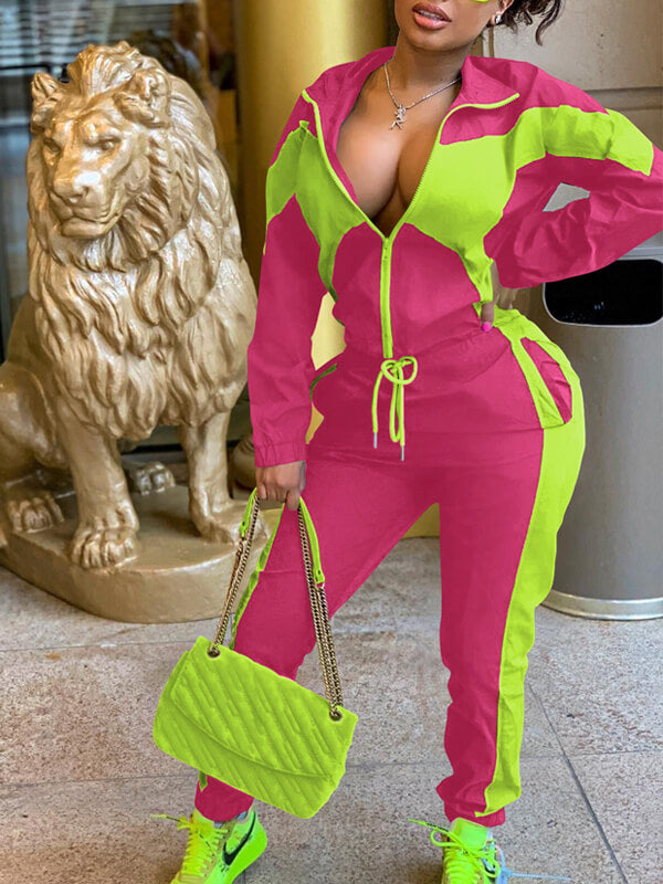 Morchique Colorblock Jacket & Side-Stripe Pants Set
