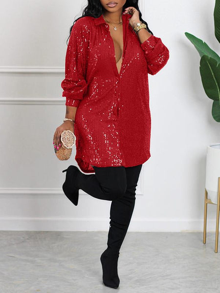 Morchique Sequin Shirt Dress