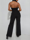 Button-Front Halter Jumpsuit