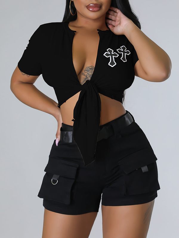 Morchique Double-Cross Tied-Front Tee
