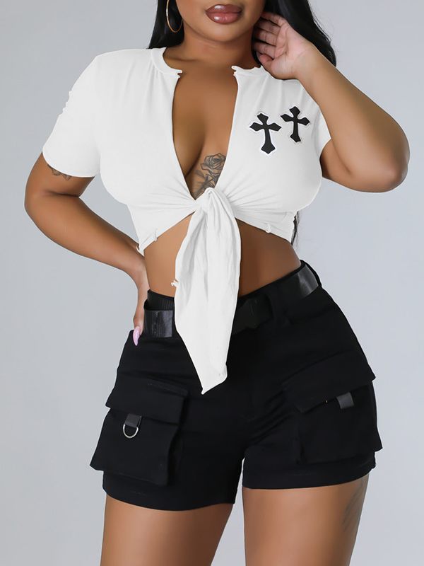 Morchique Double-Cross Tied-Front Tee